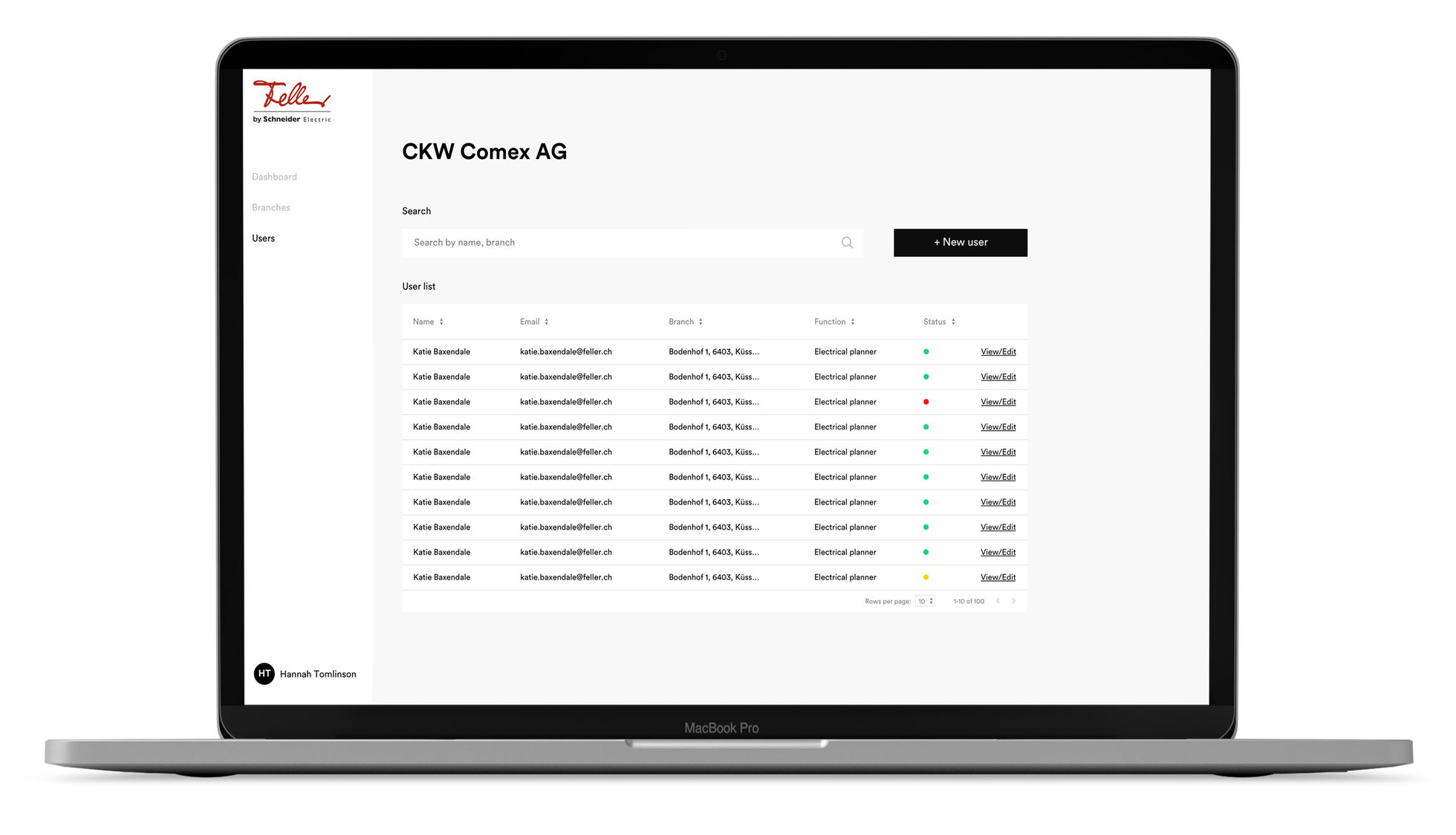 Feller User Management Interface